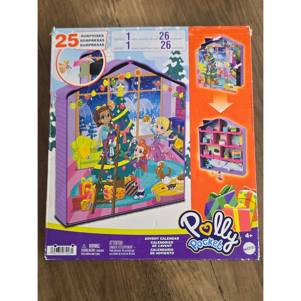 Polly Pocket Advent Calendar 25 Surprises Holiday House Playset Mattel New